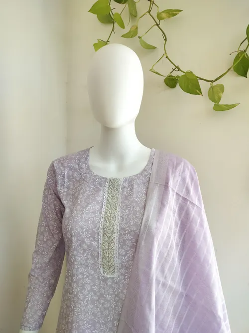 Khadi Cotton Salwar Set - Purple